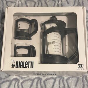 Bialetti Black French Press Coffee Maker Set New in box never used